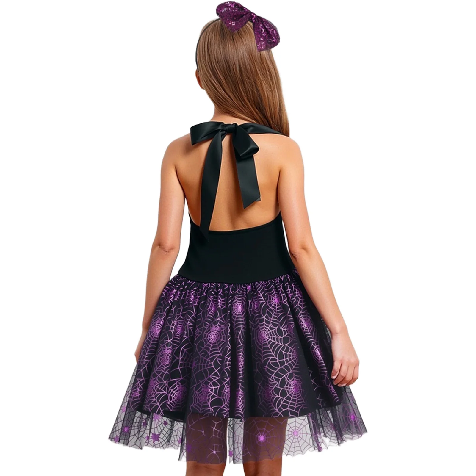 # 1T-11/12 الساحرة تأثيري الترتر الرسن عارية الذراعين توتو فستان مع القوس المتطابقة أغطية الرأس للحفلات تأثيري هالوين الساحرة تحت عنوان #2