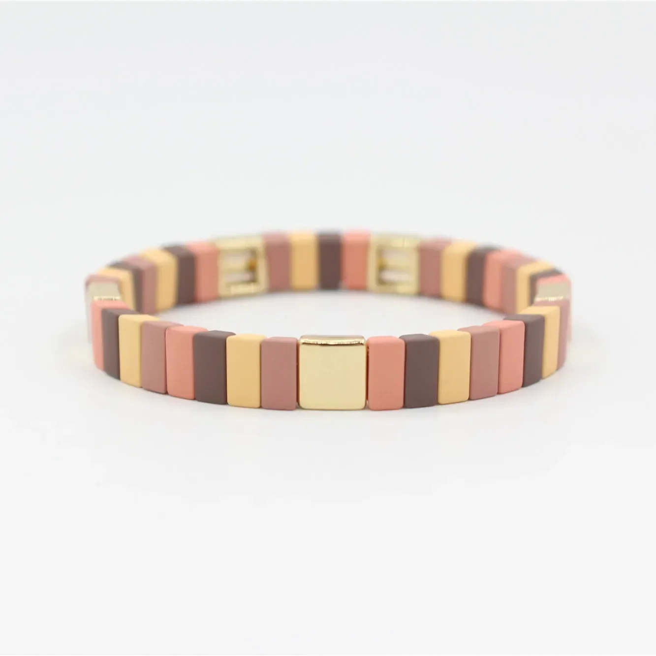 Autumn and Winter Fashion Enamel Bracelets Cool Color Matte Rubber Paint Series Rectangular Beaded Men's and Women's Bracelets