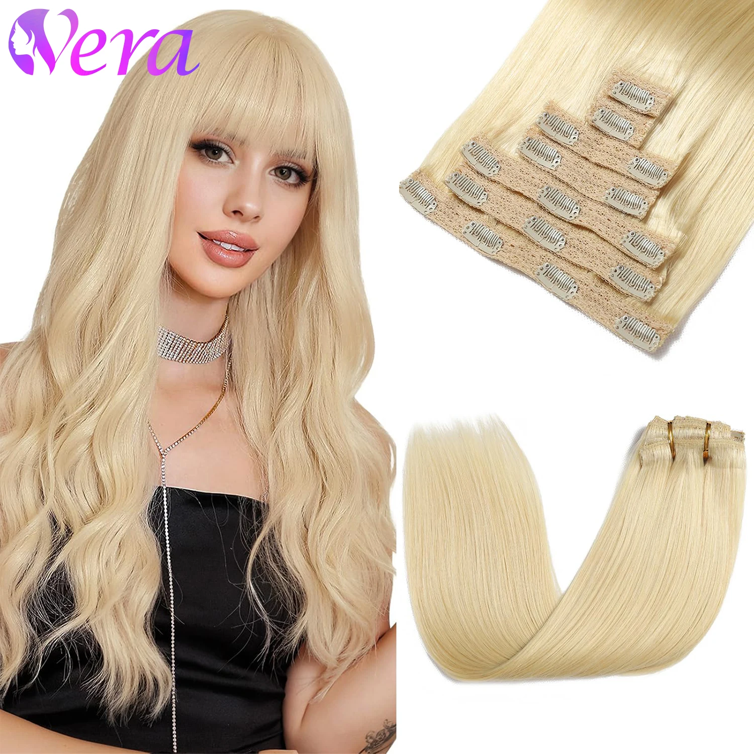 Blonde Clip In Hair Extensions Natural Straight Brown Mix Blonde Hair Extensions Clip In Brazilian Remy Hair 240G For Full Head