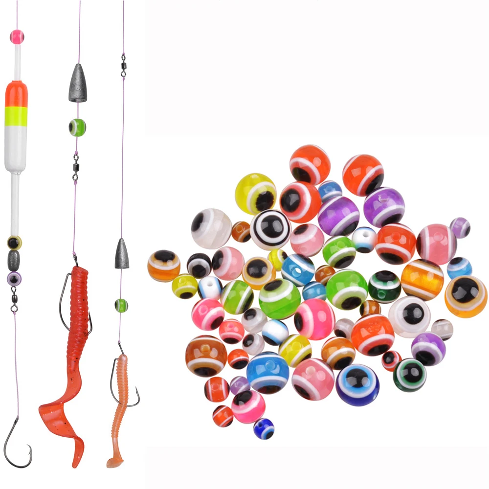 100Pcs Fish Eye Fishing Beads 5/6/8/10mm Mixed Color Carolina Rigs Taxes Rigs Fishing Beads DIY Kit Bass lure Fishing Tackle
