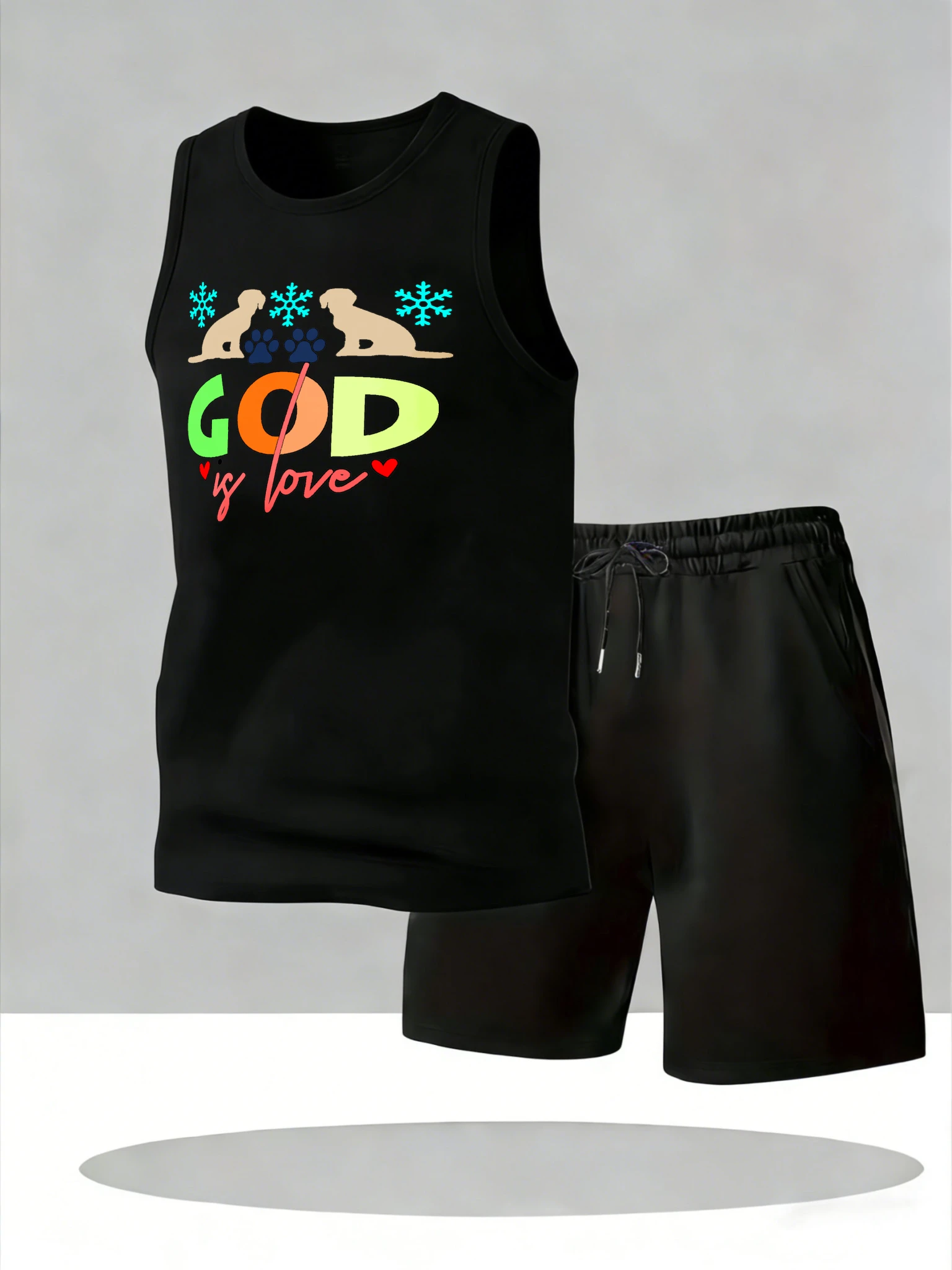 

Men's Tank Top Sets 2026 Summer Quick drying running sports oversize beach Breathable crewneck 2 piece set men's chandals