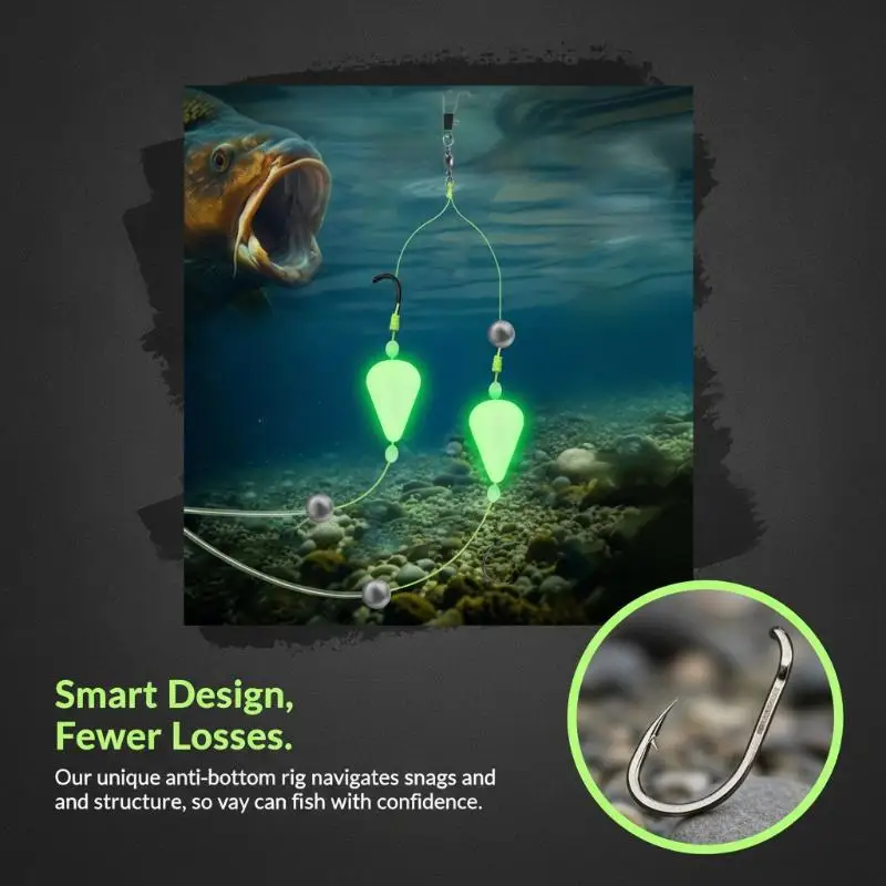 Keine Schwimmanpassung, Anti-Boden-Angelhaken, leuchten im Dunkeln, doppeltes Design, hoher Auftrieb, perfekt für Anfänger-Angler. – Detail 8