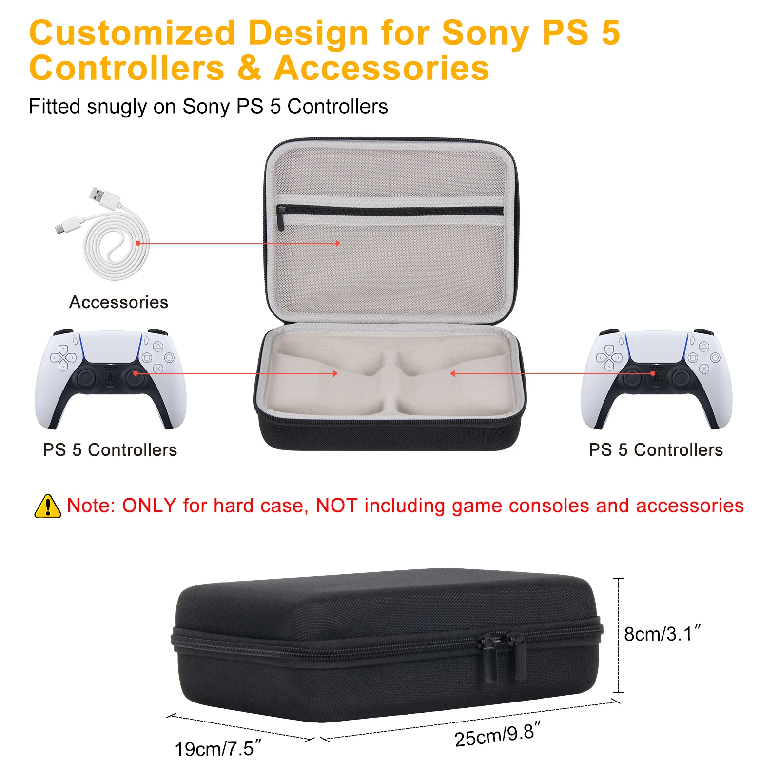 Hard EVA Black Case For Playstation PS5 Two Gamepad Cover Shell Protective Box Bag For Sony PS5 Controller Accessories