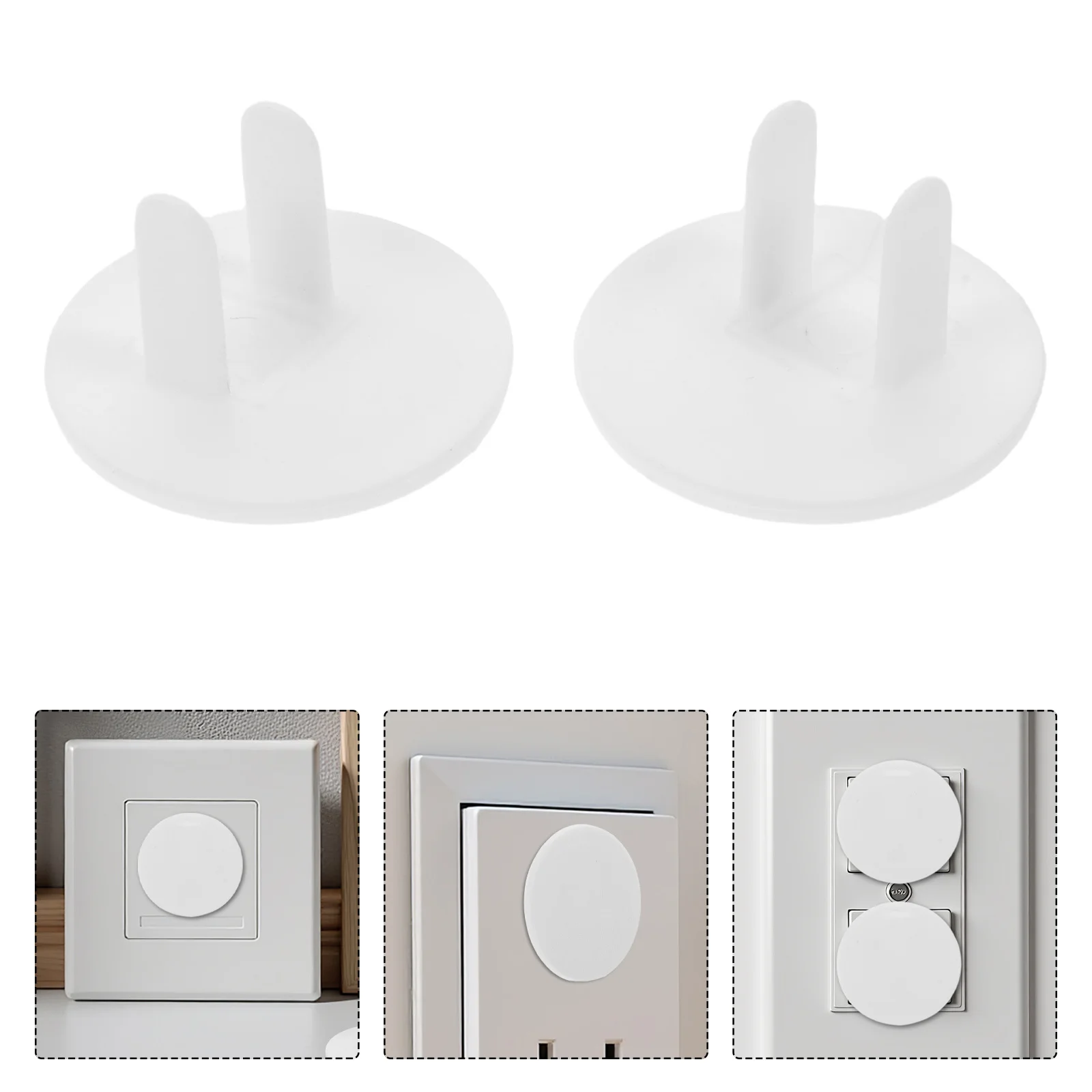 

50 шт., защитные чехлы для детских вилок, белые пластиковые детские защитные розетки для 2-контактных розеток, защита от ударов, легкая