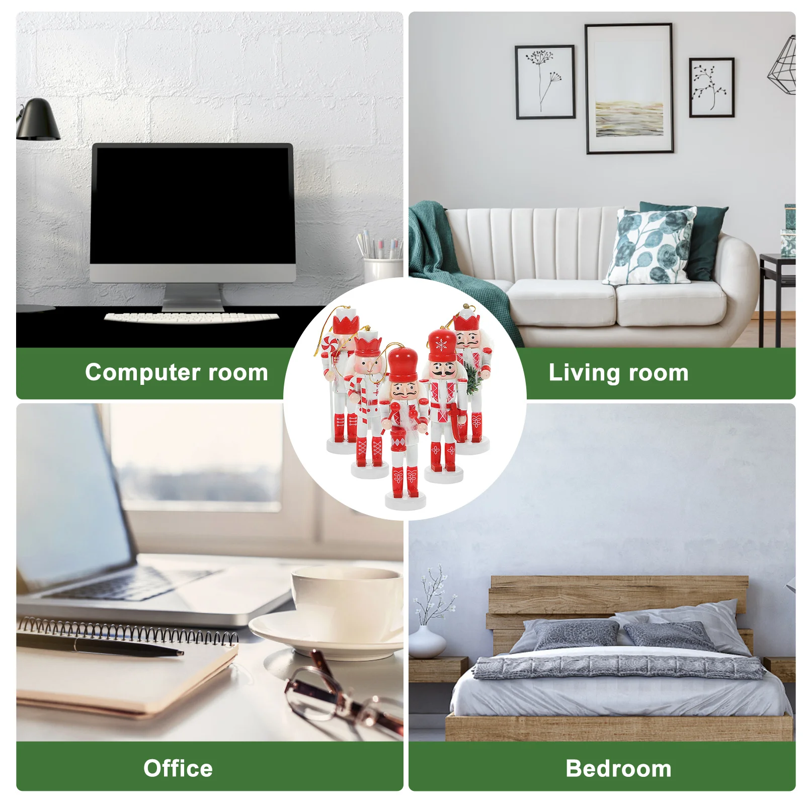 

5Pcs Nutcracker Hanging Xmas Decoration Wood Nutcracker Craft Soldier Ornament Xmas Tree Christmas Gift Decor Nutcrackers Craft