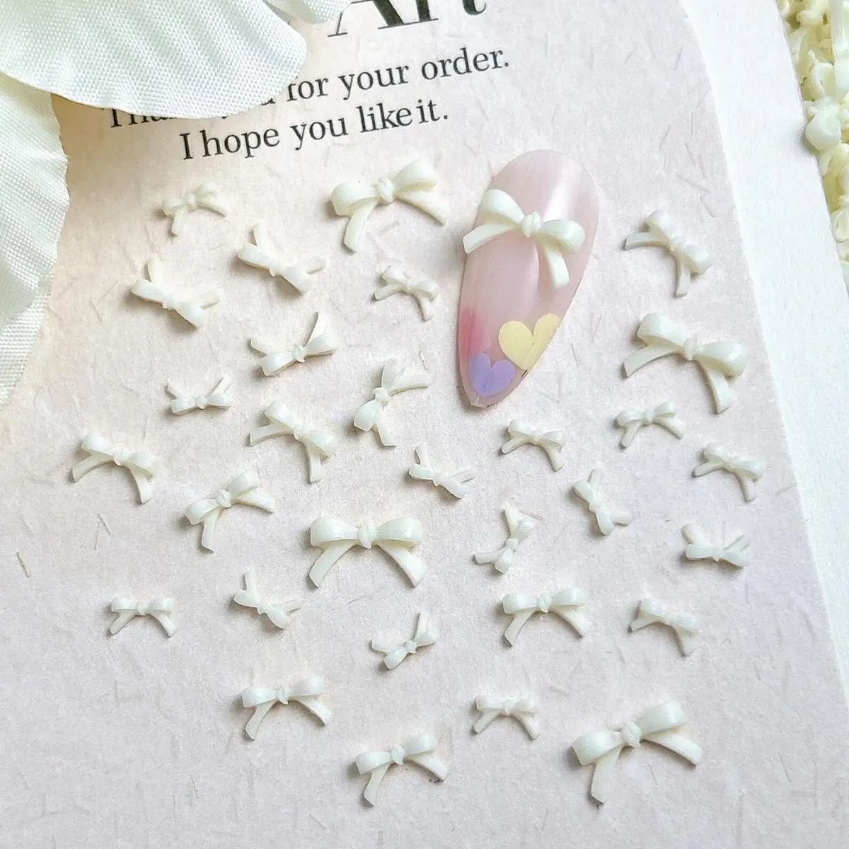 100PCS Fresh Light Yellow Mini Bow Nail Art Decoration Accessories 3D Resin 3-size Bow Nail Charms Supplies for Manicure DIY - Image 2