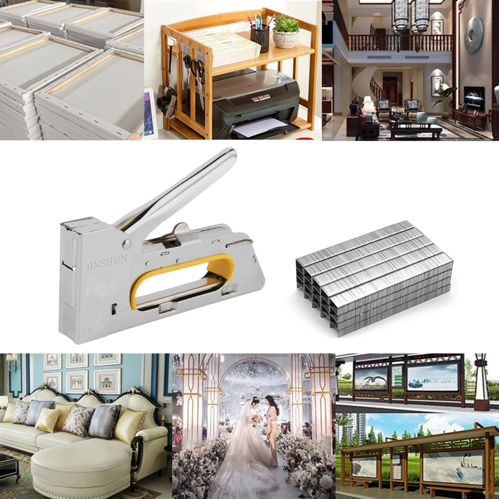 دباسة المفروشات 4/6/8 مم آلة تسمير يدوية مع 2400 قطعة من الفولاذ المقاوم للصدأ للأظافر لأعمال النجارة لتجليد الأثاث #4