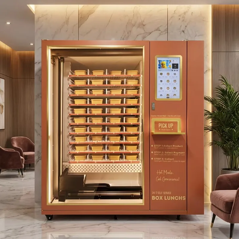 24 Hour Round-The-Clock Self Service Vending Machine Custom Smart Automatic Premade Dishes Hot Lunch Box Machine For Sale