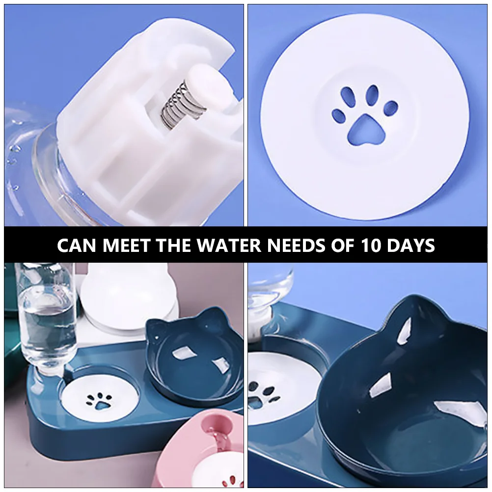 

1Set Anti-Tip Pet Feeder Slow Food Bowl Automatic Water Dispenser 500ml Plastic Cat Kitten Feeding Bowl Raised Neck Protection
