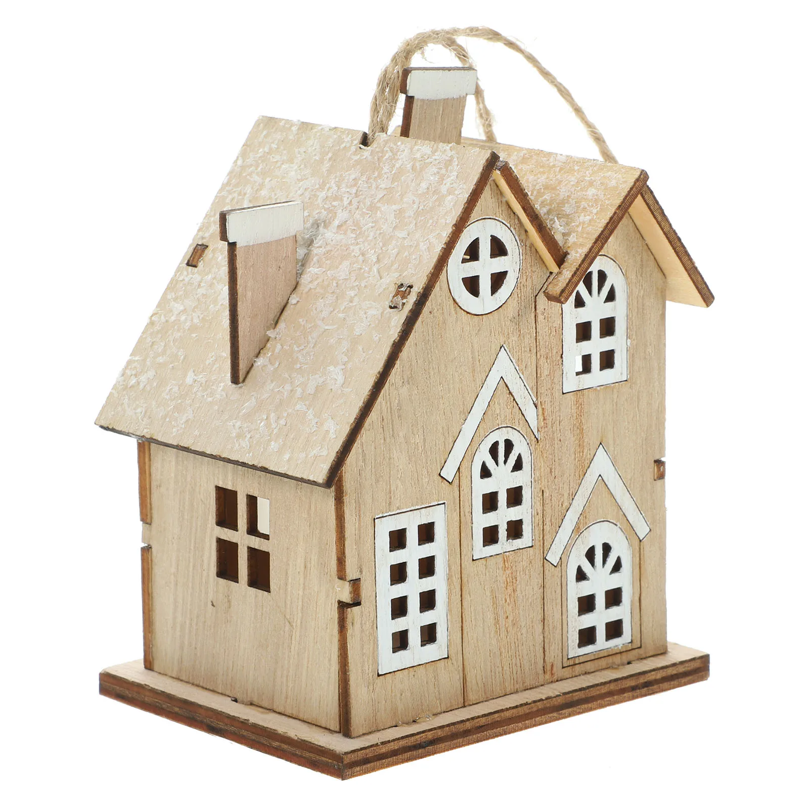 

Cartoon Glow Cabin House Elegant Christmas Decor Wood Miniature Shaped Ornaments