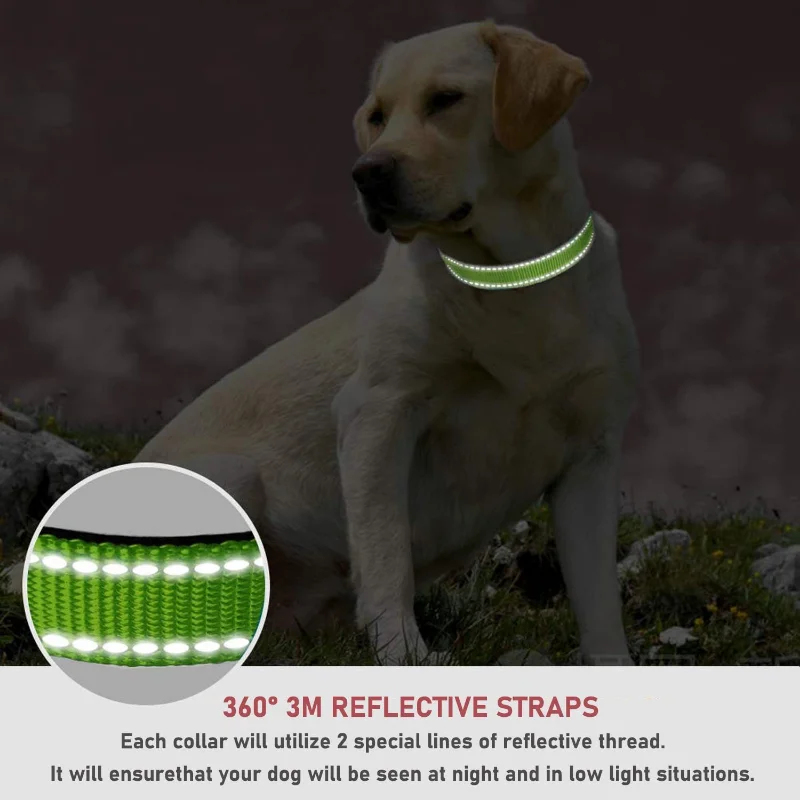 Collar de nailon para mascotas, accesorio reflectante de liberación rápida ajustable, seguro para todas las estaciones, adecuado para perros