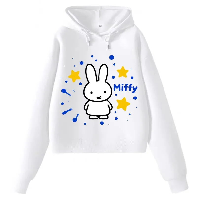 Nw Miffy-Jersey con capucha para hombre y mujer, camisa deportiva holgada de manga larga con estampado de dibujos animados Kawaii, suave y transpirable