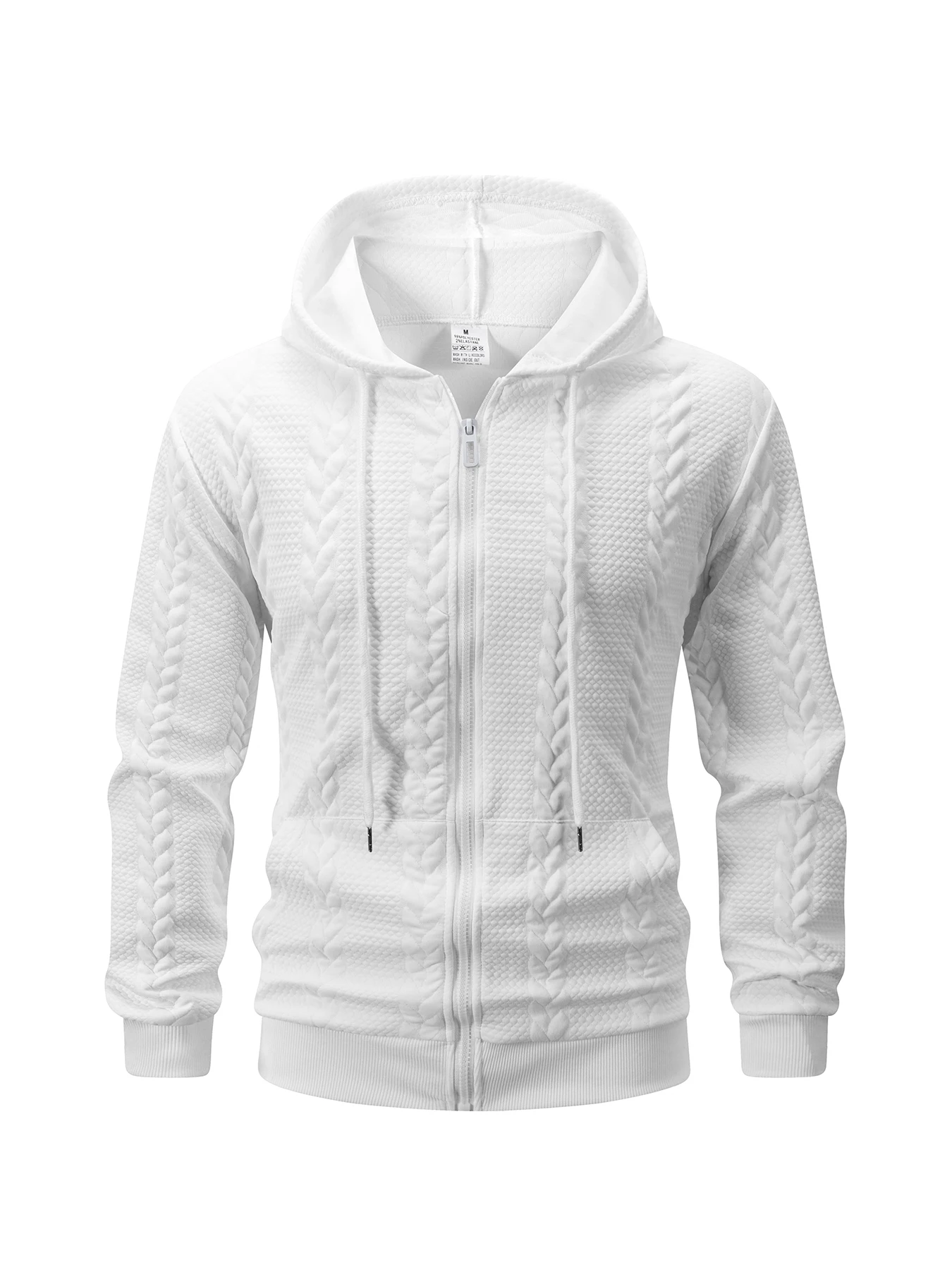 الخريف الرجال محبوك الجاكار قمصان سويت شيرت بقلنسوة بلون عادية كم طويل سترة معطف الذكور سستة هوديس سترة الشارع الشهير