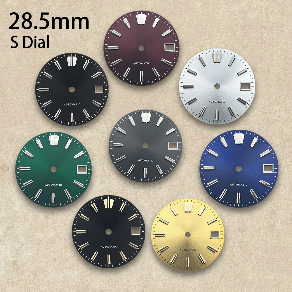 28.5mm Sunray S Dial Fit NH35/NH36/4R/7S Movement Applied Index Riveted Dial Watch Modification Accessories