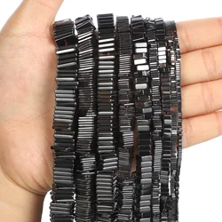 Square Black Hematite Natural Stone Beads Square Spacer For Jewelry Making DIY Bracelet Necklace Earring Accessories 2-8mm