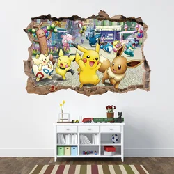 Pokemon Wall Stickers Window Glass Room Door Decoration Pikachu Charizard Eevee Cartoon Stickers Kid Birthday Christmas Gift