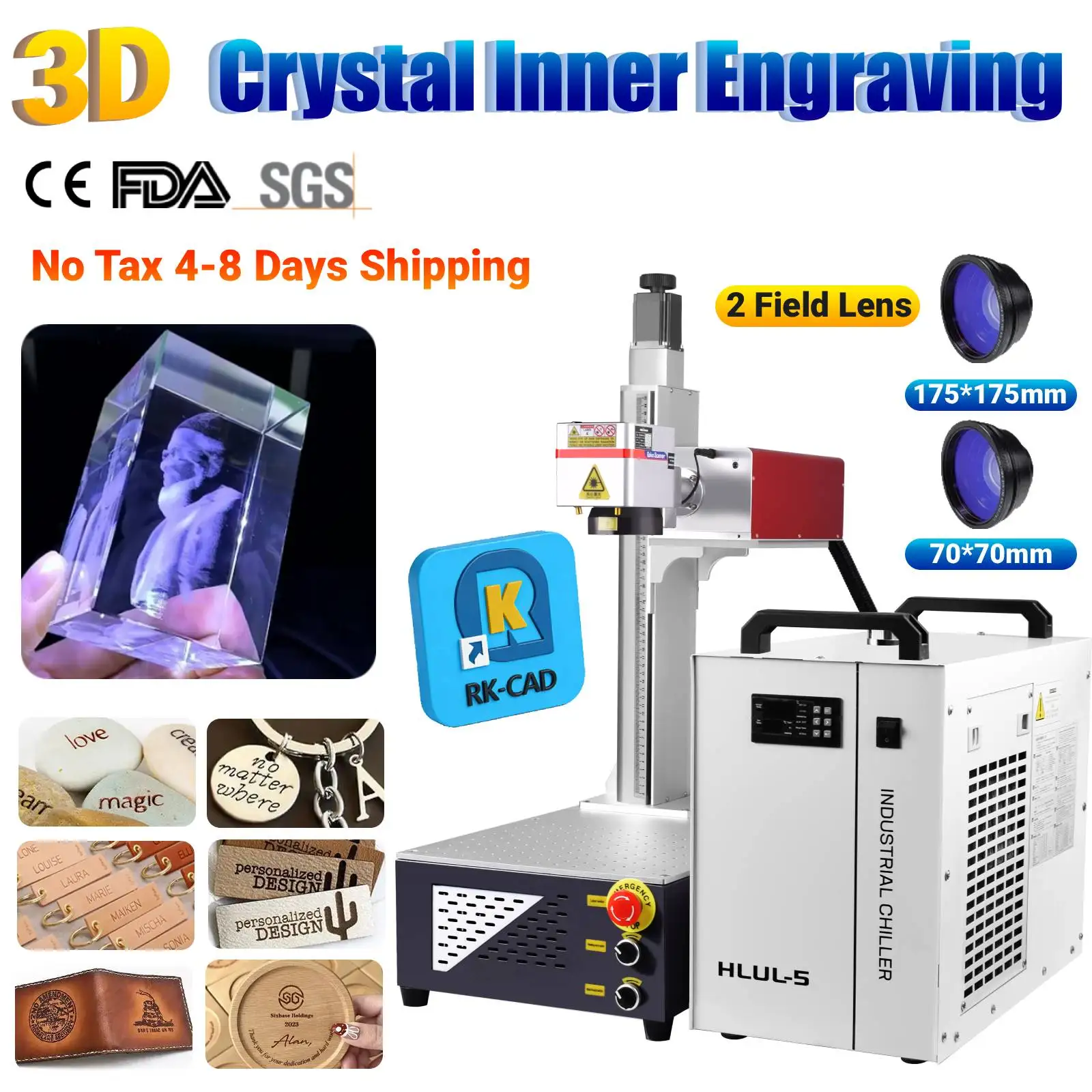 3D Crystal Inner Engraving 5W UV Laser Marking Machine Electric Z Axis High Precision for Wood/Glass/Crystal/Metal/Leather