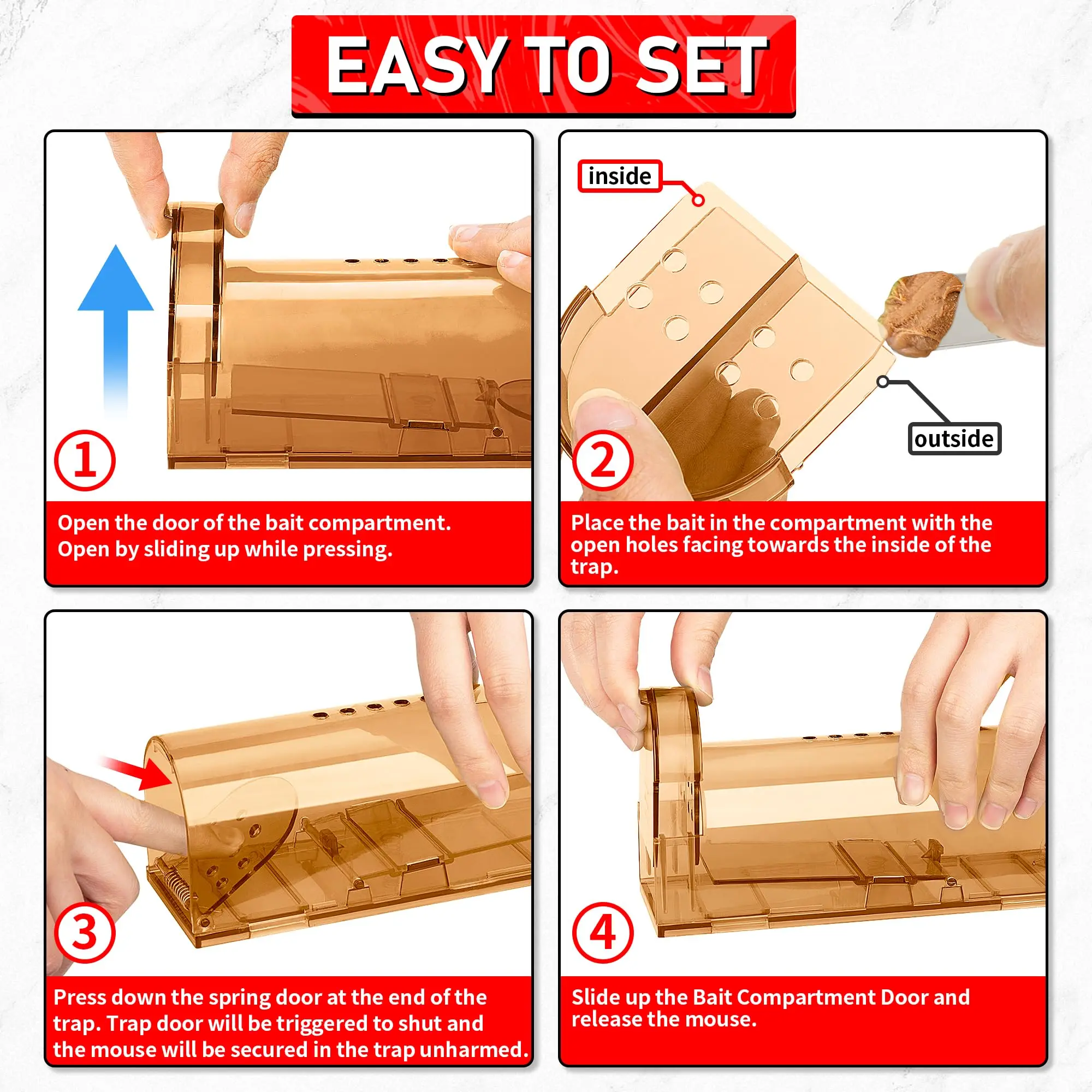 قطعة واحدة من مصائد الماوس - مصيدة صغيرة للاستخدام الداخلي/الخارجي، مصيدة ماوس حية للالتقاط والإطلاق مثالية بدون قتل مصائد الماوس للقوارض #3