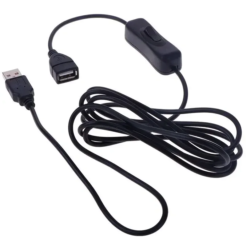 1 STÜCK 0,3 m/1 m/2 m Schwarzes USB-Verlängerungskabel mit Schalter USB-Stecker auf Buchse Bus-Steuerkabel 4-adriges Datenkabel USB-Anschluss