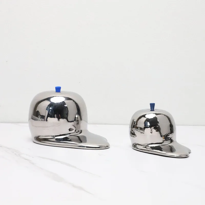 

Nordic Resin Silver Fluid Apple Hat Shape Bedroom Living Room Ornament Desk Decoration Crafts Creative Home Decoration Gift