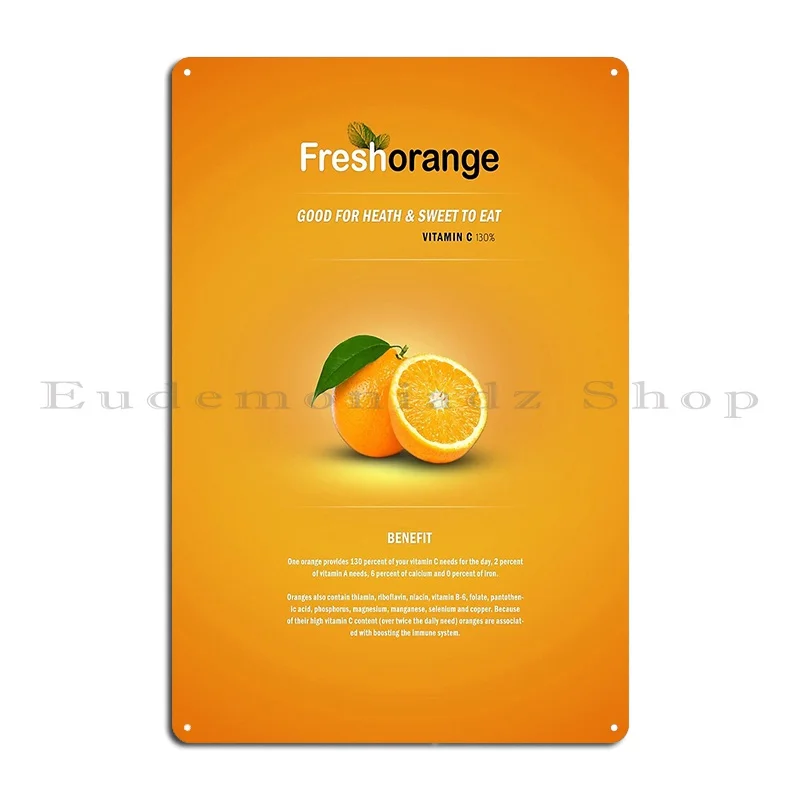 fresh orange poster minimalist Metal Plaque Poster Design Mural Kitchen Cave Wall Decor Tin Sign Poster