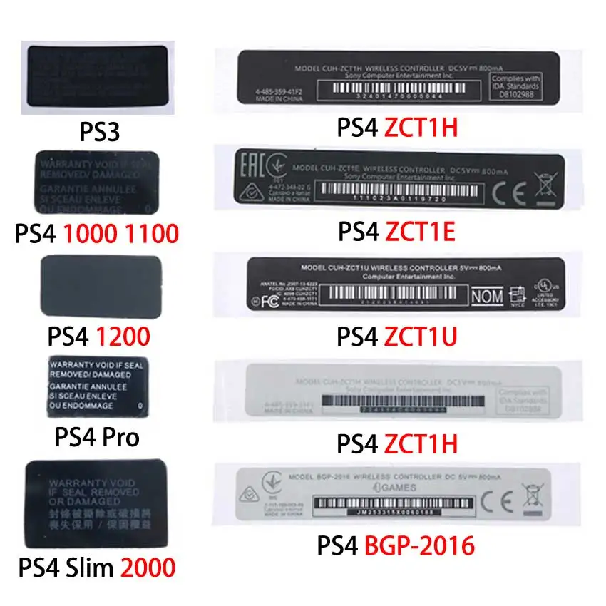 YuXi 1pc per GBA SP GBC GBP Controller Housing Shell Back Sticker Lable Seal per PS3 PS4 Pro Slim Barcode Back Label Sticker