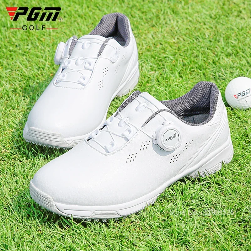 PGM Women Golf Shoes Knob Buckle Waterproof Sports Shoes Non-Slip Spikes Lightweight Sneaker Lady Breathable Trainers Size 35-40