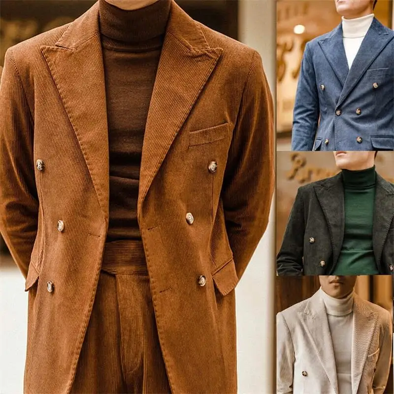 

Caramel corduroy vintage men's suit 2-piece set Suit Coat Suit Pants Men's customized suit Autumn/Winter Business Men's Jacket