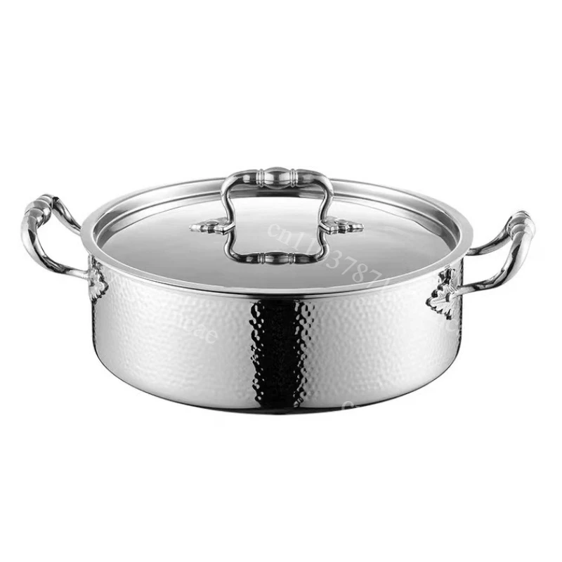 manual hammer printing pot 3-layer steel clear soup pot  Commercial double flavor 304 stainless steel thick hot pot