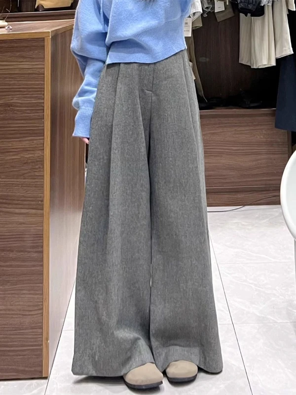 Pantaloni Casual da Donna Thiened, Larghi e Comodi, Nuovi Arrivi Autunno Inverno, Vita Alta, Gamba Dritta, Alla Moda e Caldi