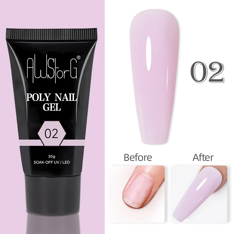 30g Quick Poly Glitter Extension Gel Nagellack Nude Milch Weiß Farbe Finger Verlängern Acryl Kristall Konstruktion Hartgel
