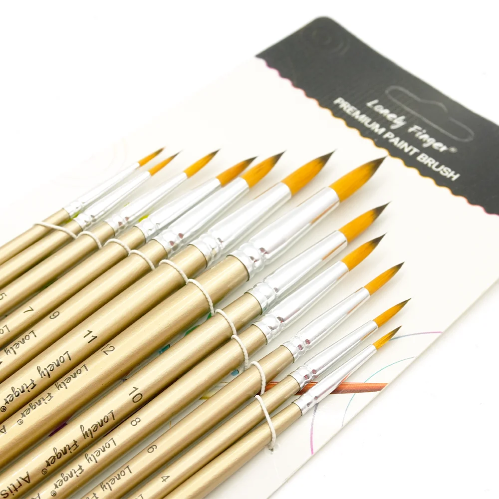 Artist Watercolor Paint Brushes, Round Pointed Tip Paint Brushes Set, 12pcs Different Sizes Paint Brush for Watercolor, Acrylics