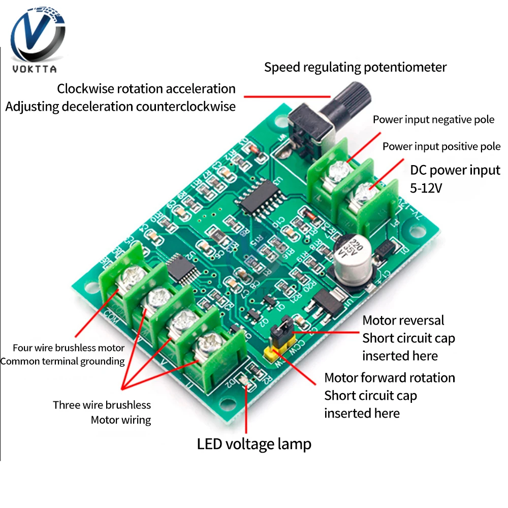 DC 7V-12V Brushless Motor Drive Board Speed Control Board Motor Controller Protection Module for Hard Drive Motor 3/4 Wire