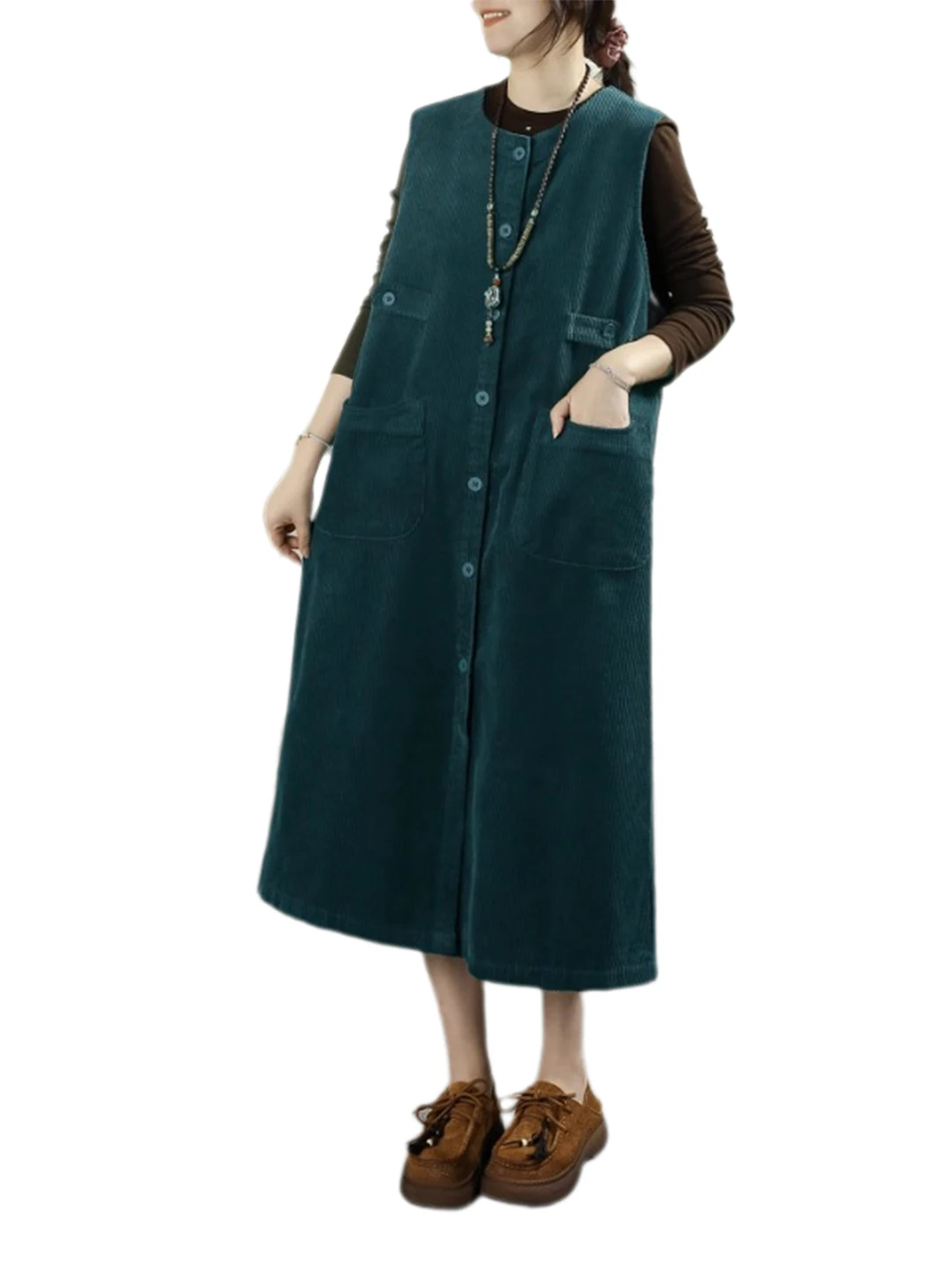 Retro japonês sle veludo colete dr feminino outono inverno solto em camadas svel longa saia evasê dr