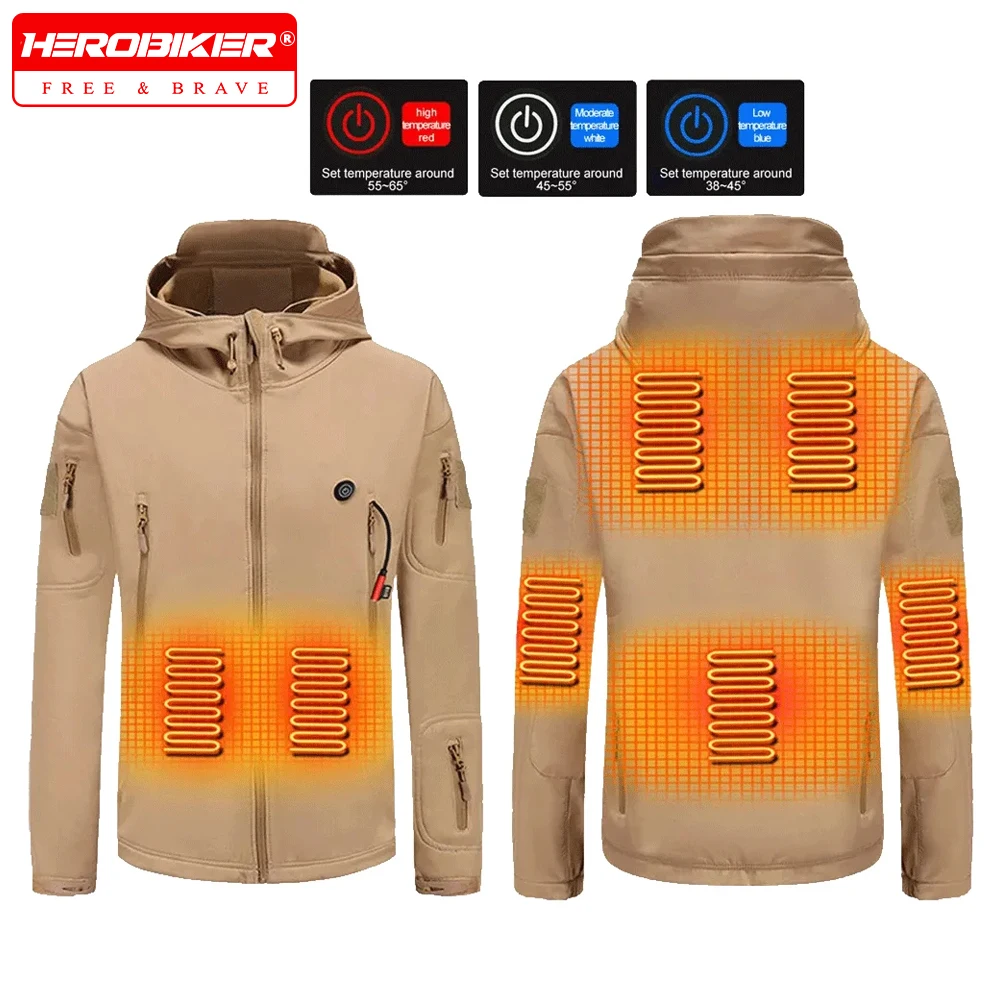 

Winter Ski Heating Jacket 7 Area USB Electric Heated Coat Washable Self Heating Hooded Coat Outdoor Camping Sport Thermal Coat