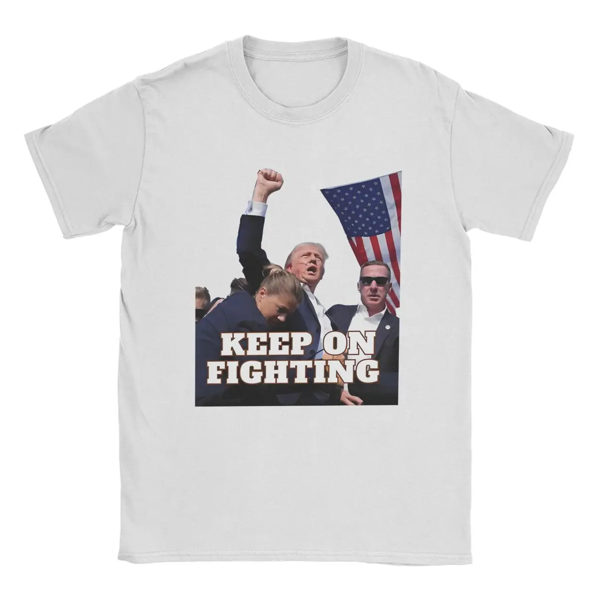 Trump Assassination Attempt T-Shirts Men Keep On Fighting Vintage Pure Cotton Tees Round Neck Short Sleeve T Shirt Original Tops