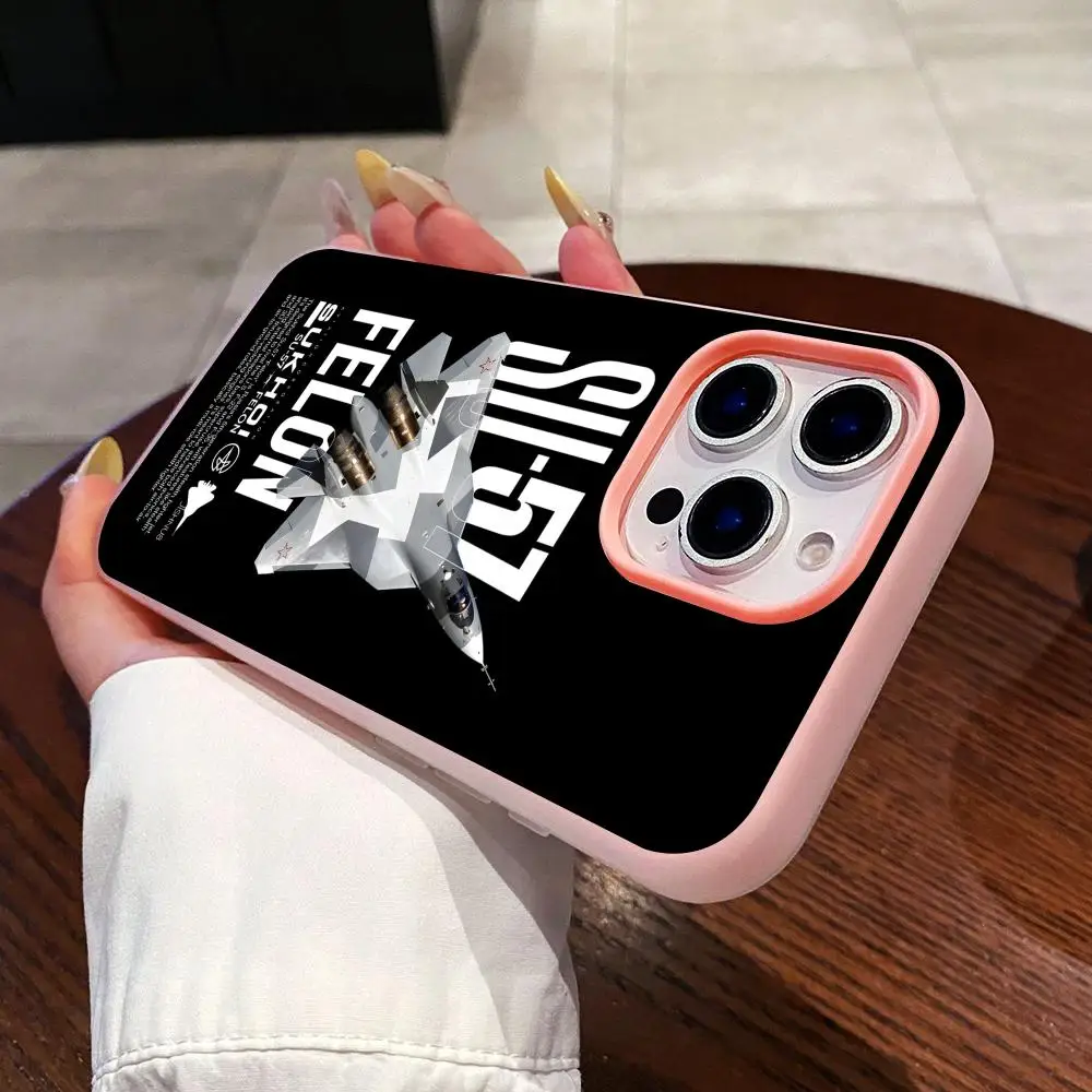 

Ftealth Fighter SU57 Jelly Double layer Pink Mobile Phone Case for iPhone 17 16 15 14 13 12 11 Air Pro Max Plus Protective