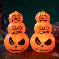 3-Tier LED Jack-O'-Lantern - Lighted Halloween Decor with Glowing Smile Face for Porch, Yard & Indoor Party Decorations