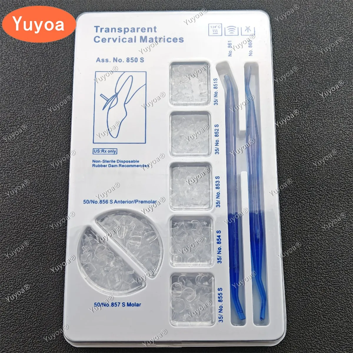 1set Sterilizable Dental Transparent Cervical Matrices Kits 275pcs Matrice + 2pcs Handle Dentist Resin Filling Materials