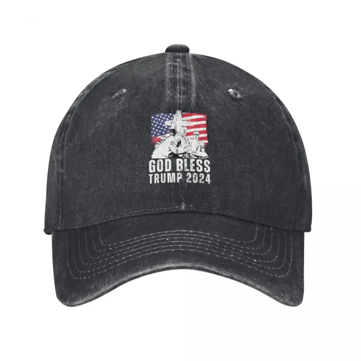 God Bless Baseball Cap Retro Distressed Washed Trump Shot Fight 2024 Headwear for Men Women Outdoor Activities Hats Cap