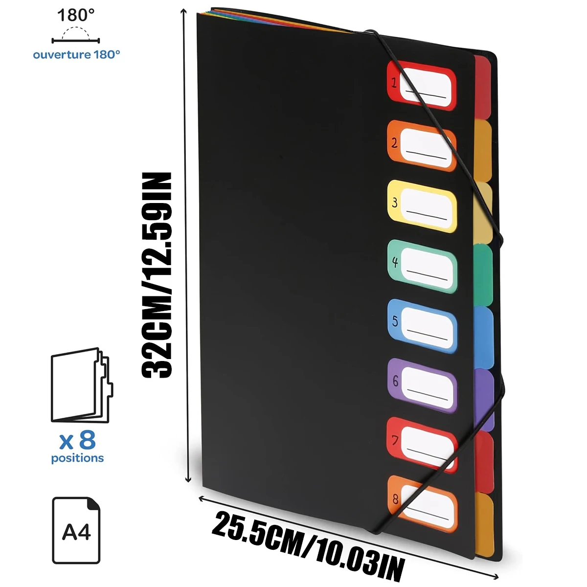 Multi-layer A4 document bag - with rainbow index labels and a color-coded calendar system for organizing office documents.