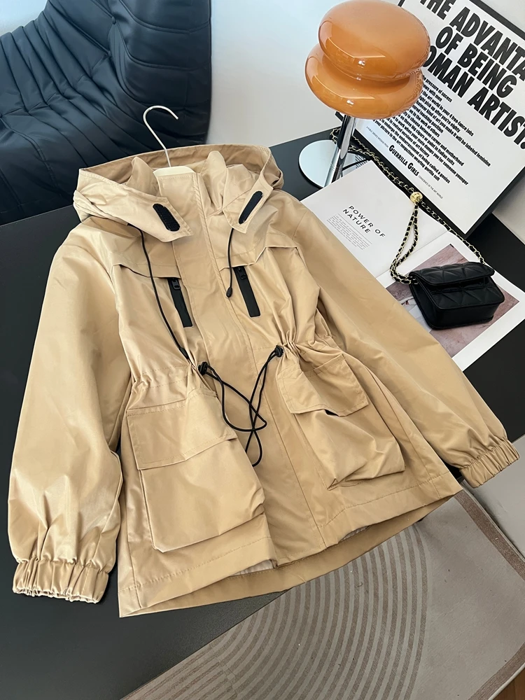 

plus Size Hooded Jaet Women's Casual Sle Slimming Waistcoat Medium Length Outdoor Coat for Pear aped Ladies