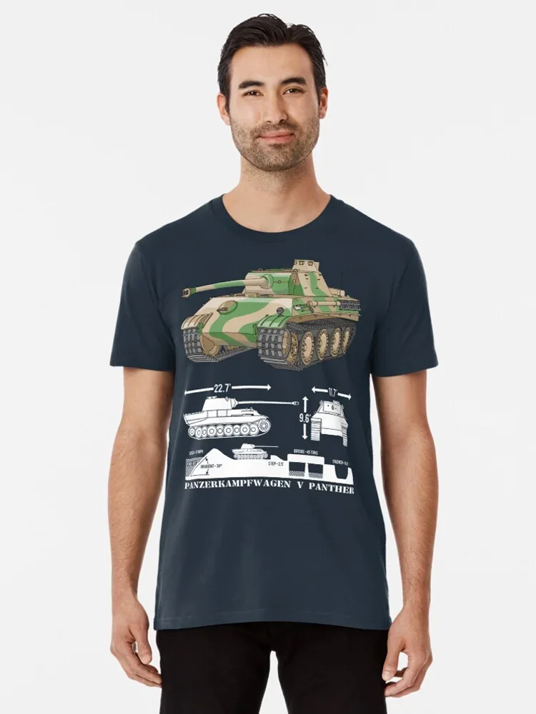 Wehrmacht Panzer V Panther Tank Infographic Diagram T Shirt. New 100% Cotton Short Sleeve O-Neck Casual T-shirts Size S-3XL