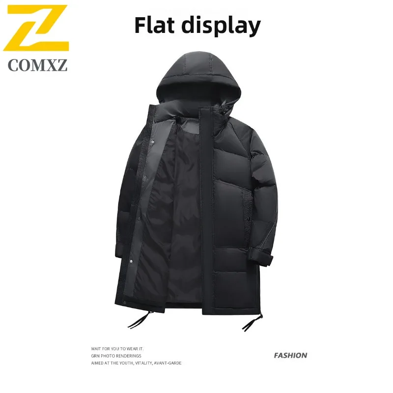 COMXZ メンズ パデッドジャケット 2025 防寒 新型 スキー ストリート 防風 ハイキング 中綿入りジャケット 暖かい アウトドア ロング丈ジャケット