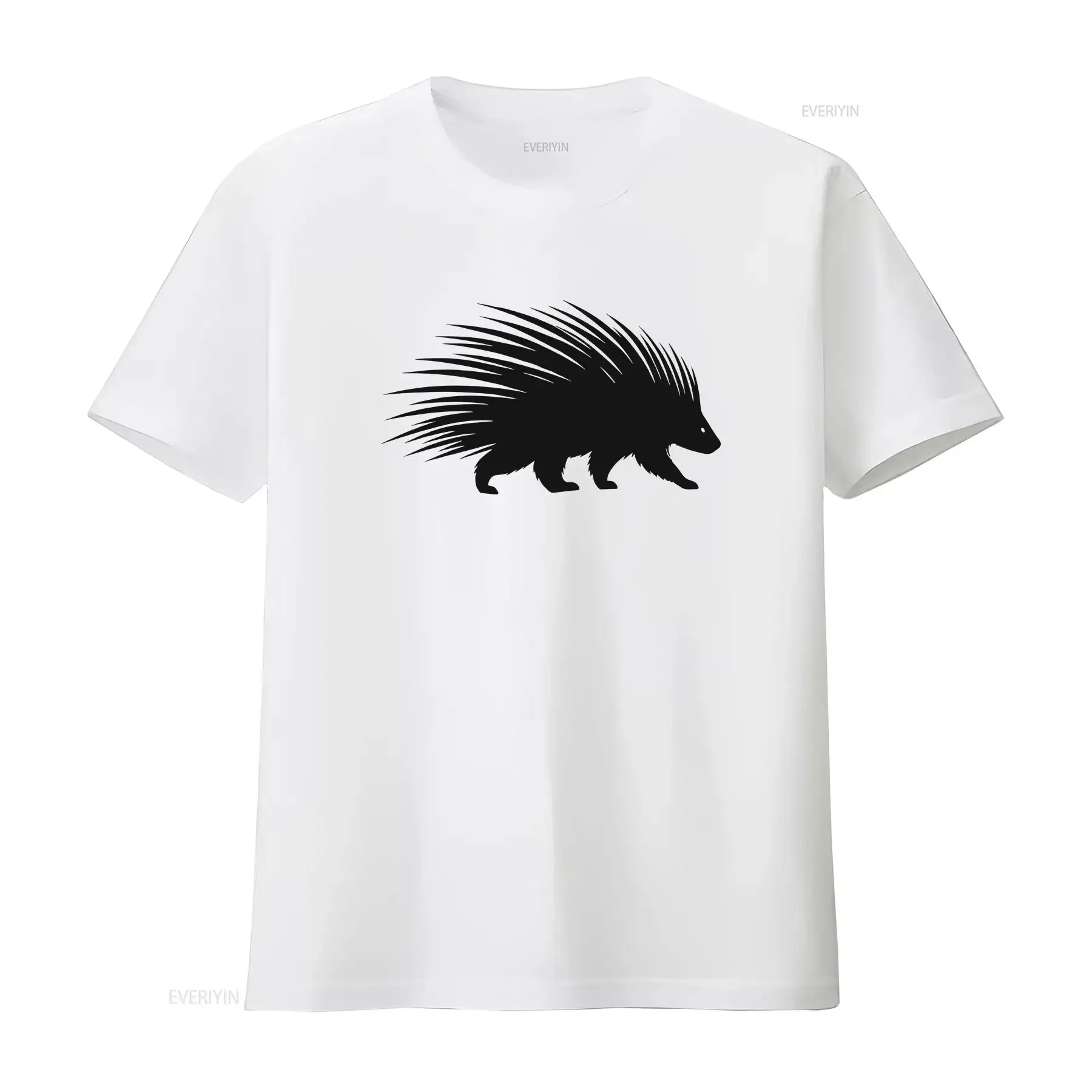 Black Porcupine T Shirt White Cute Little Unique Animal Colorful Silhouette vintage Washed designer clothes streetwear Unisex