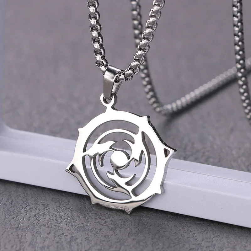 New Hot Games Genshin Impact Necklace Cute Anime Cartoon Ghost Punk Couple Stainless Steel Pendant Men/Women Fashion Toys Gift