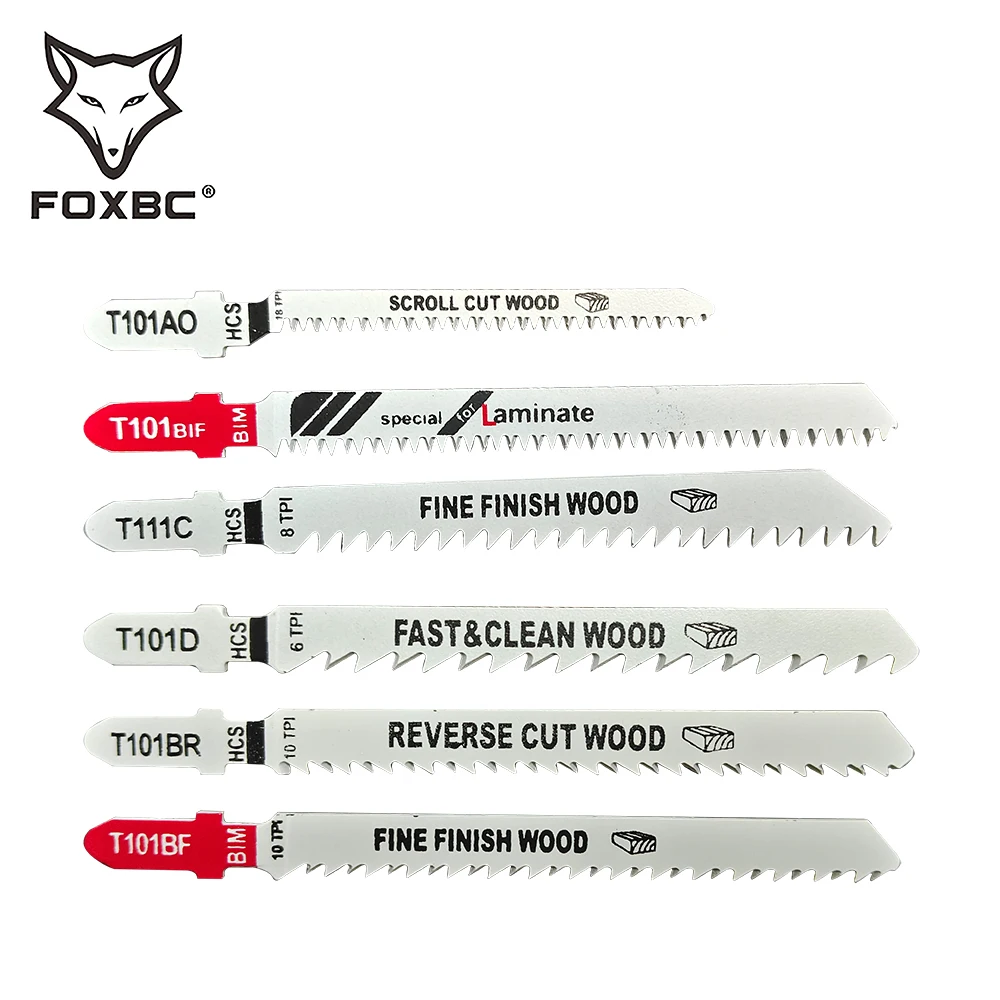 FOXBC 18pcs T Shank Jigsaw Blades Set M42 BIM 50CRV per il taglio del legno Fine 6T/8T/10T/18T