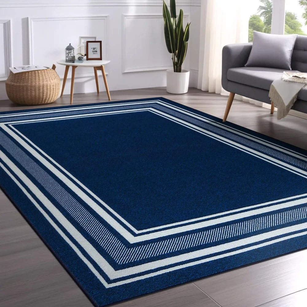 Beverly Rug Non Slip Area Rugs 5x7 Modern Bordered Non Skid Rubber Backing Soft Area Rug for Living Dining Room Easy to Clean No