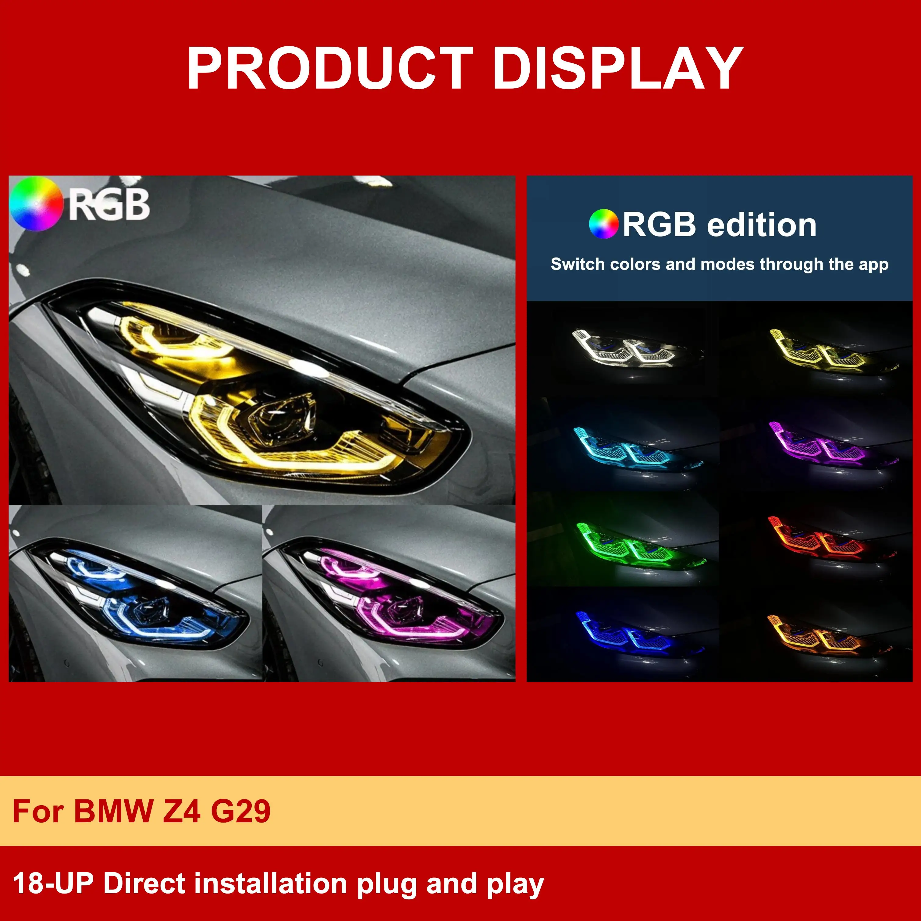 J ONE New Arrival Car Accessories Drl Rgb Colour Control by Phone Led Drl Rgb for BMW G29 Z4 2018-UP Led Lights for Car