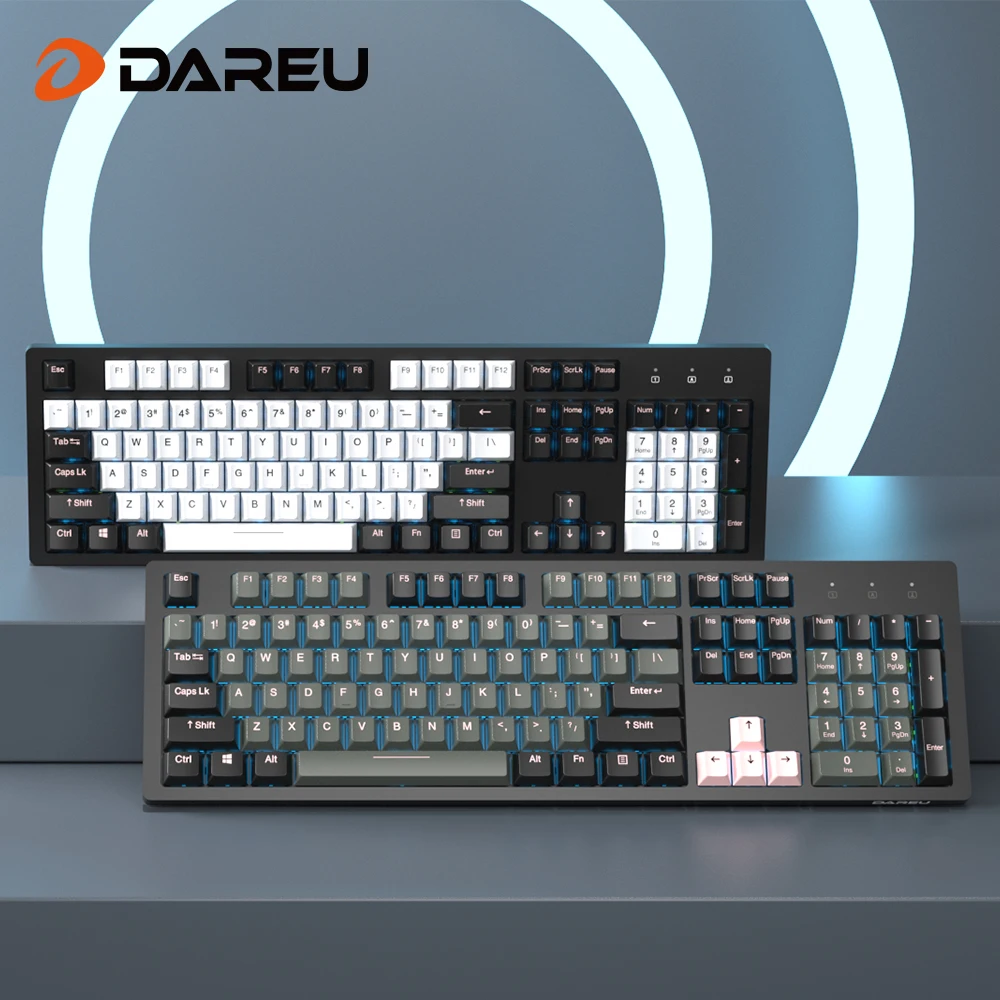 DAREU Hotswap Mechanical Keyboard 104 Keys PBT Keycaps Wired Gasket Structure N-key Rollover PC Gaming Keyboard for Gamer